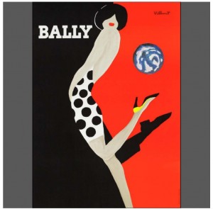 Vintage Art Villemot Red Bally Kick Poster Print
